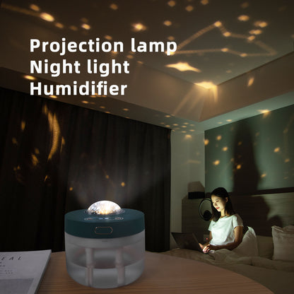 Humidificador de proyección portátil, recargable, proyección giratoria, luz nocturna, humectante para dormitorio, doble pulverización, doble niebla