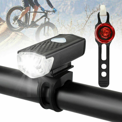 USB recargable LED bicicleta faro bicicleta cabeza luz delantera trasera lámpara ciclismo