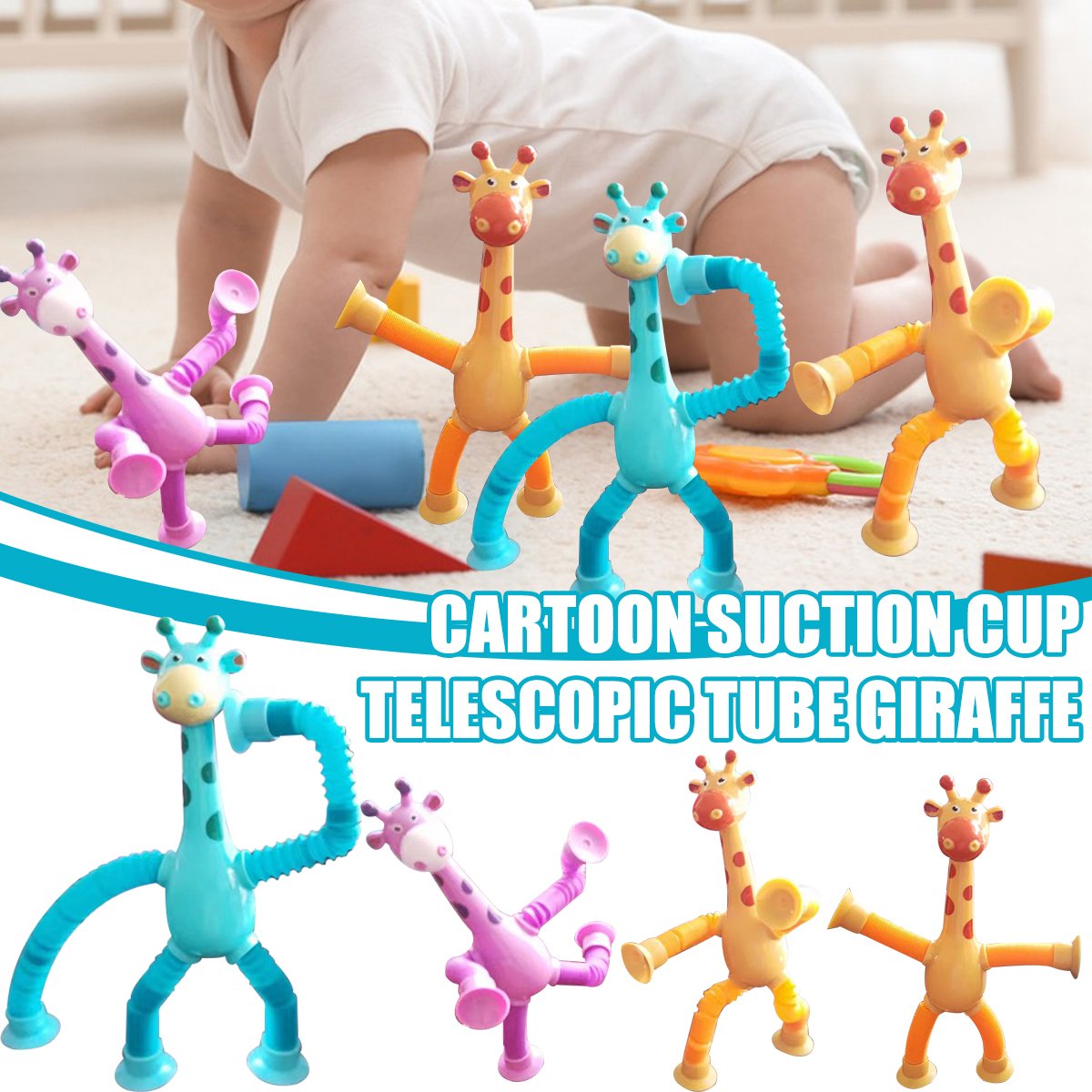 Giraffe Pop Tubes Sensory Toys Novelty Spring Fidget Toy Stretch Tube Stress Relief Toy For Kid Gift Party Favors