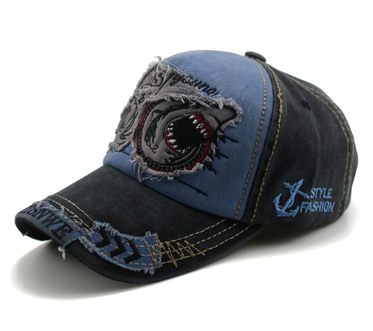 Boné de beisebol Shark Denim Hip Hop Outdoor Snapback