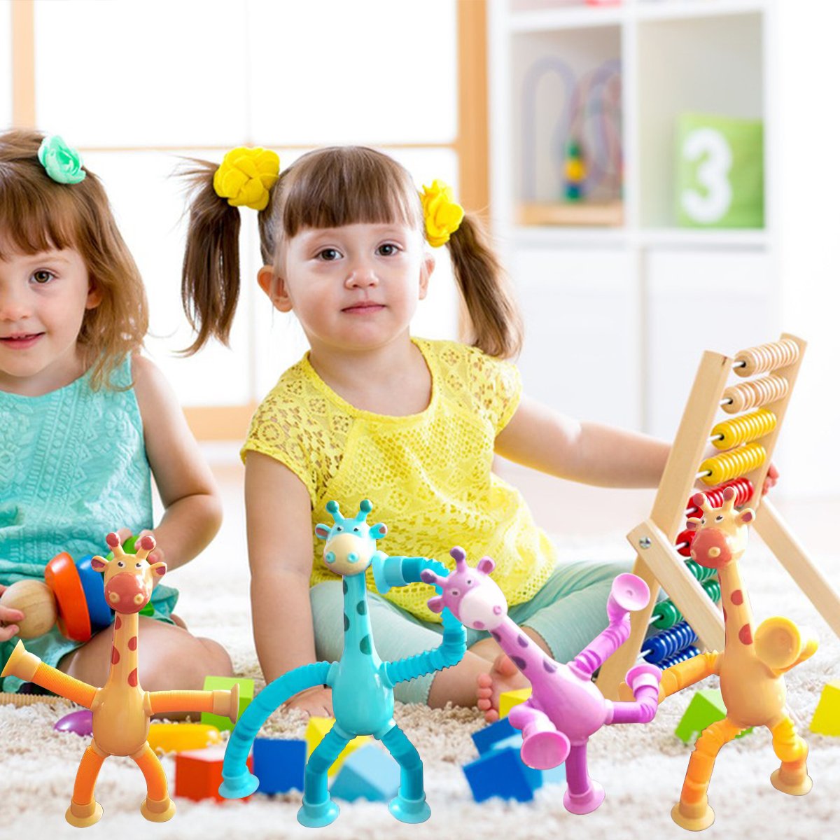 Girafa pop tubos brinquedos sensoriais novidade primavera brinquedo fidget estiramento tubo alívio do estresse brinquedo para o presente do miúdo festa favores