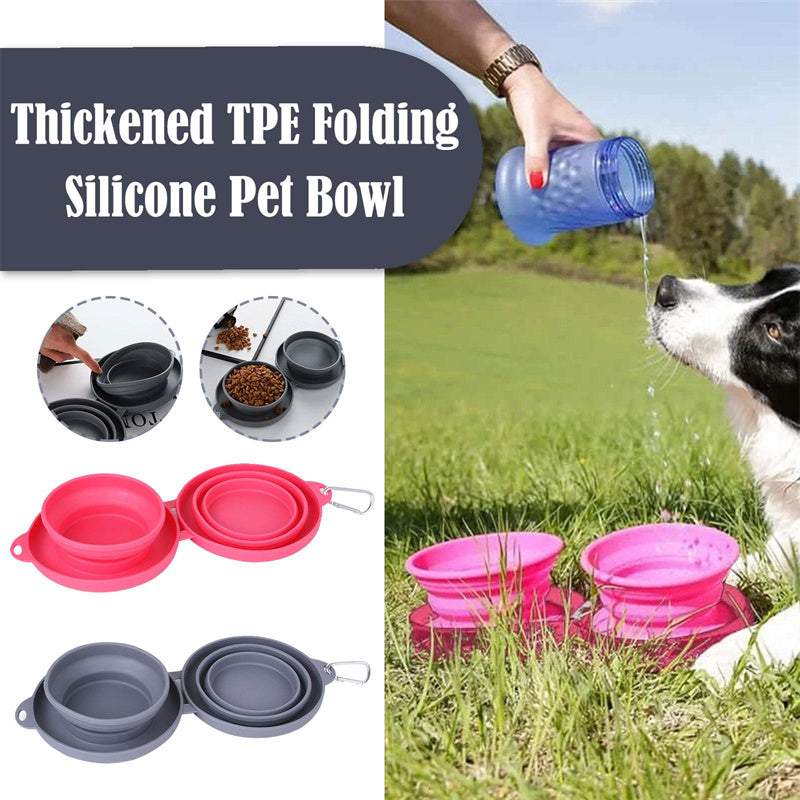 Cuenco doble plegable de goma para alimentación de mascotas, suministros para mascotas, cuencos para perros y gatos