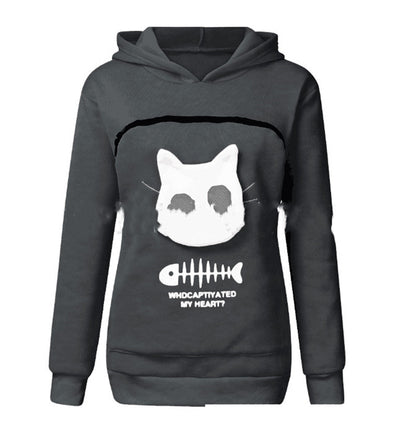 Hoodie Sweatshirt With Cat Dog Pet Pocket Design Long Sleeve Sweater Cat Outfit