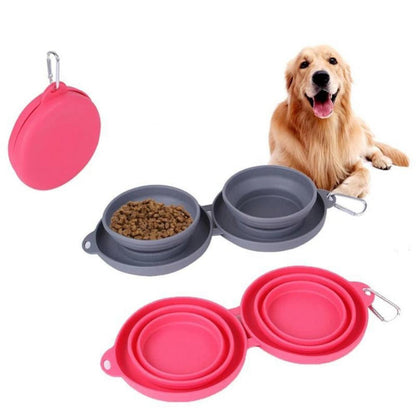 Cuenco doble plegable de goma para alimentación de mascotas, suministros para mascotas, cuencos para perros y gatos