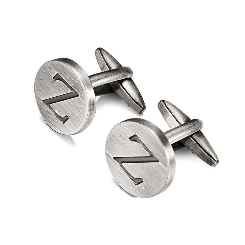 Men's antique silver letters French shirt cufflinks