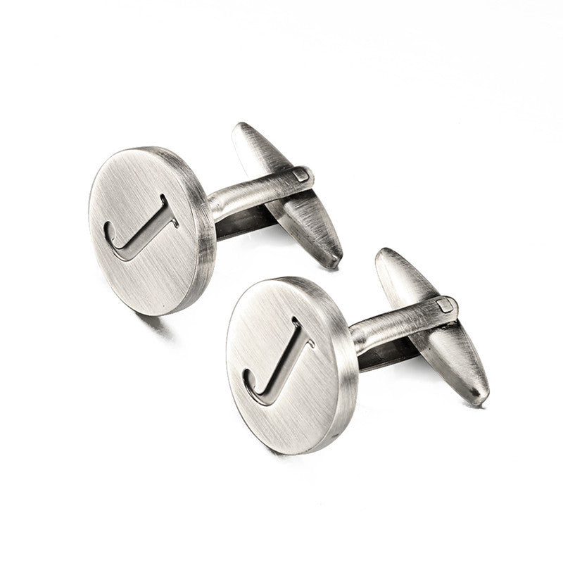 Men's antique silver letters French shirt cufflinks