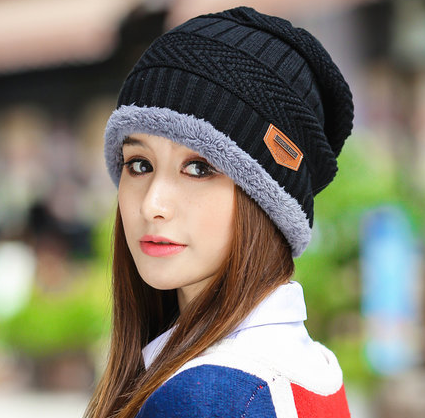 Knit Hat Winter Thick Cap Head Warmer