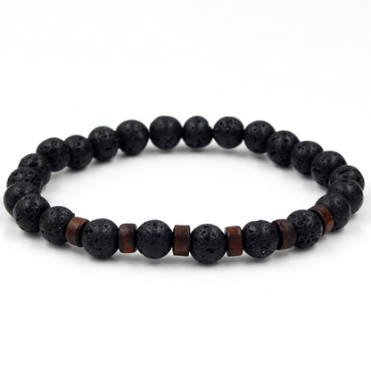 PersonalidadPulsera de piedra volcánica negra para hombre