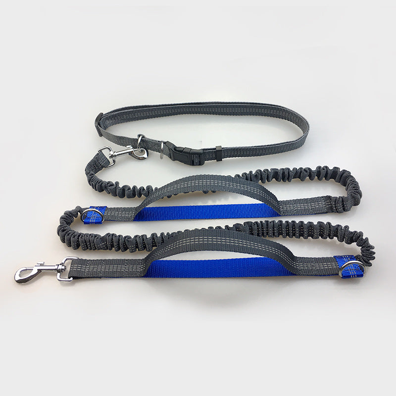 Multi-function running reflective pull dog leash double elastic dog leash traction