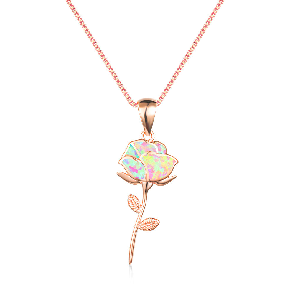 New French Romance And Beautiful Rose Opal Necklace