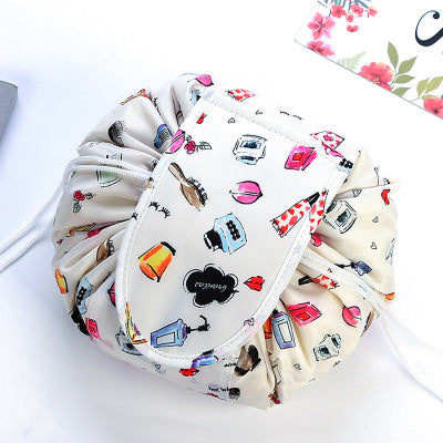 Portable waterproof drawstring cosmetic bag