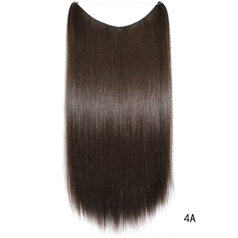 Invisible Wire No Clips in Hair Extensions Secret Fish Line Hairpieces Silky Straight Synthetic