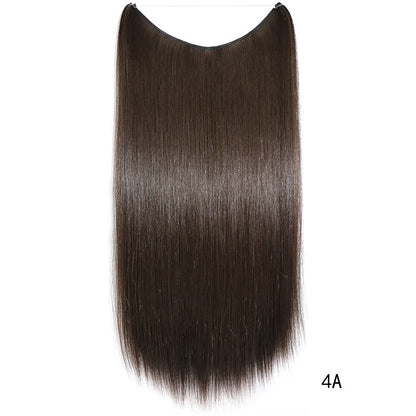 Invisible Wire No Clips in Hair Extensions Secret Fish Line Hairpieces Silky Straight Synthetic