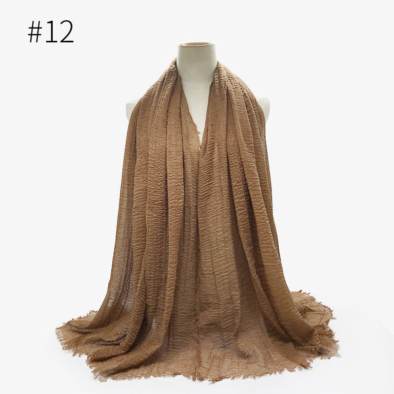 Monochrome Split Wrinkle Scarf Women's Toe Cap Shawl