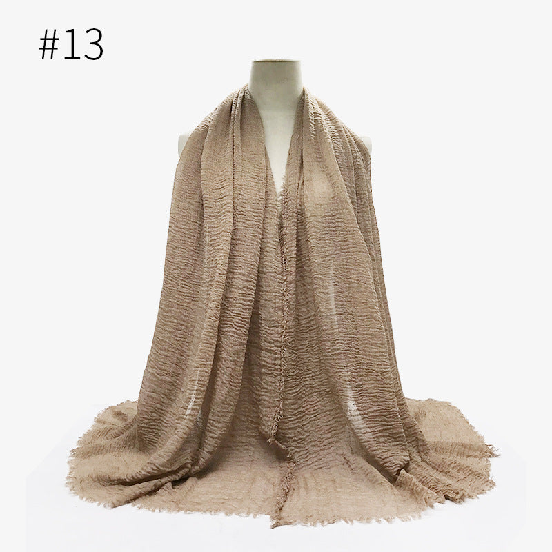 Monochrome Split Wrinkle Scarf Women's Toe Cap Shawl