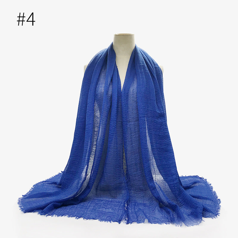 Monochrome Split Wrinkle Scarf Women's Toe Cap Shawl