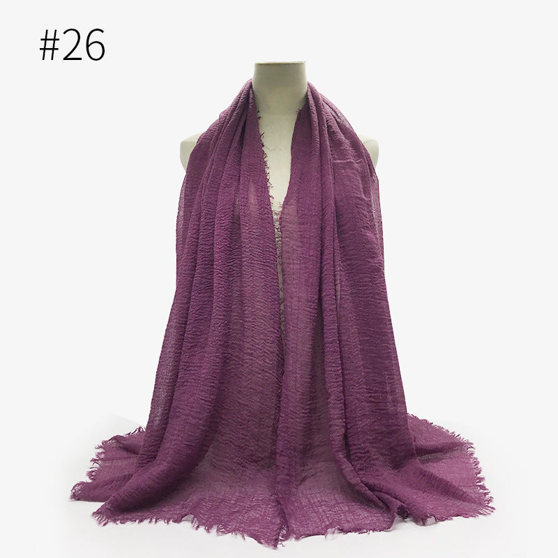 Monochrome Split Wrinkle Scarf Women's Toe Cap Shawl