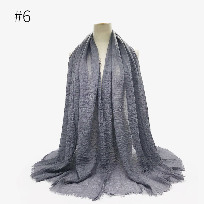 Monochrome Split Wrinkle Scarf Women's Toe Cap Shawl