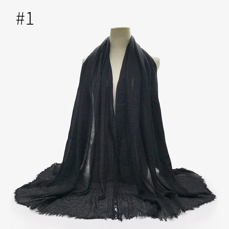 Monochrome Split Wrinkle Scarf Women's Toe Cap Shawl