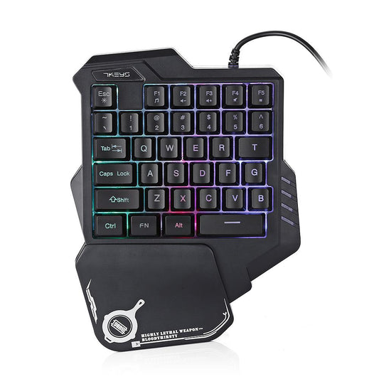 Teclado mecánico para jugar con una sola mano, miniteclado portátil retroiluminado RGB, controlador de juego