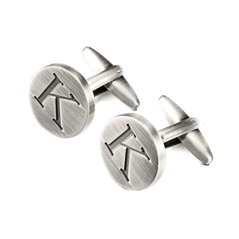 Men's antique silver letters French shirt cufflinks