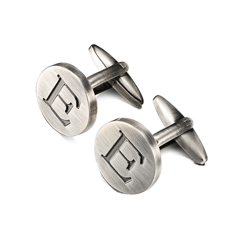 Men's antique silver letters French shirt cufflinks