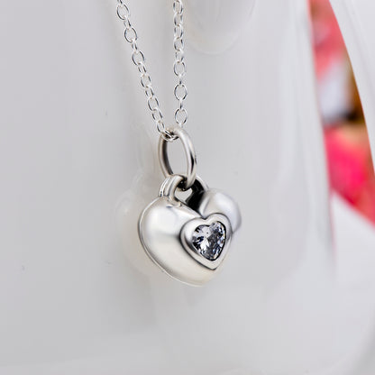 Ladies Simple Fashion 925 Heart Pendant Necklace