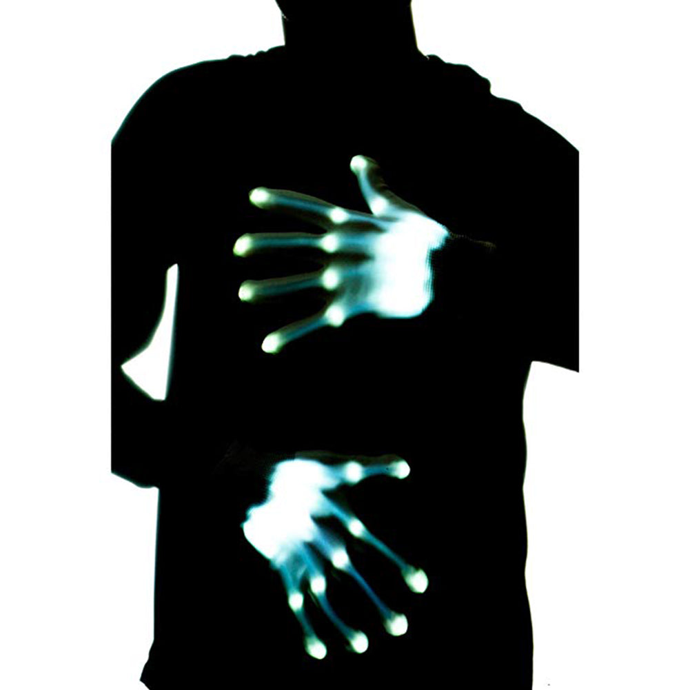 1Pair Chic LED Light Up Skeleton Hand Gloves Halloween Costume Decor