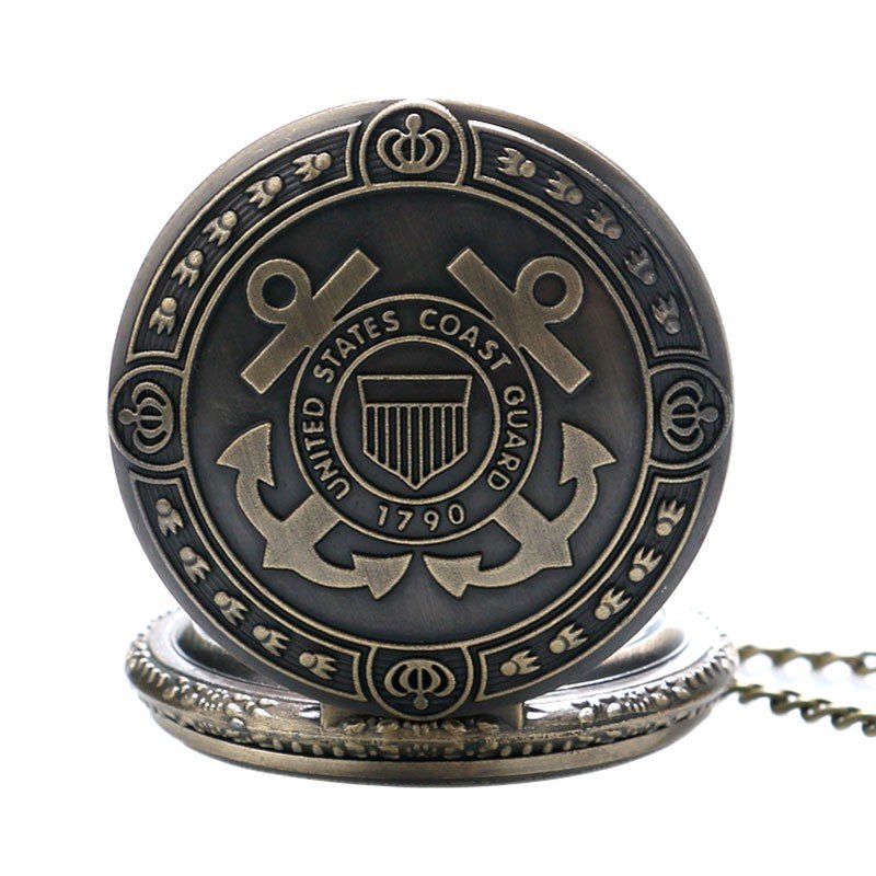 Bronze United States Coast Guard 1790 Theme Pocket Watch