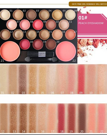 Conjunto de paleta de sombras e dourados com 22 cores