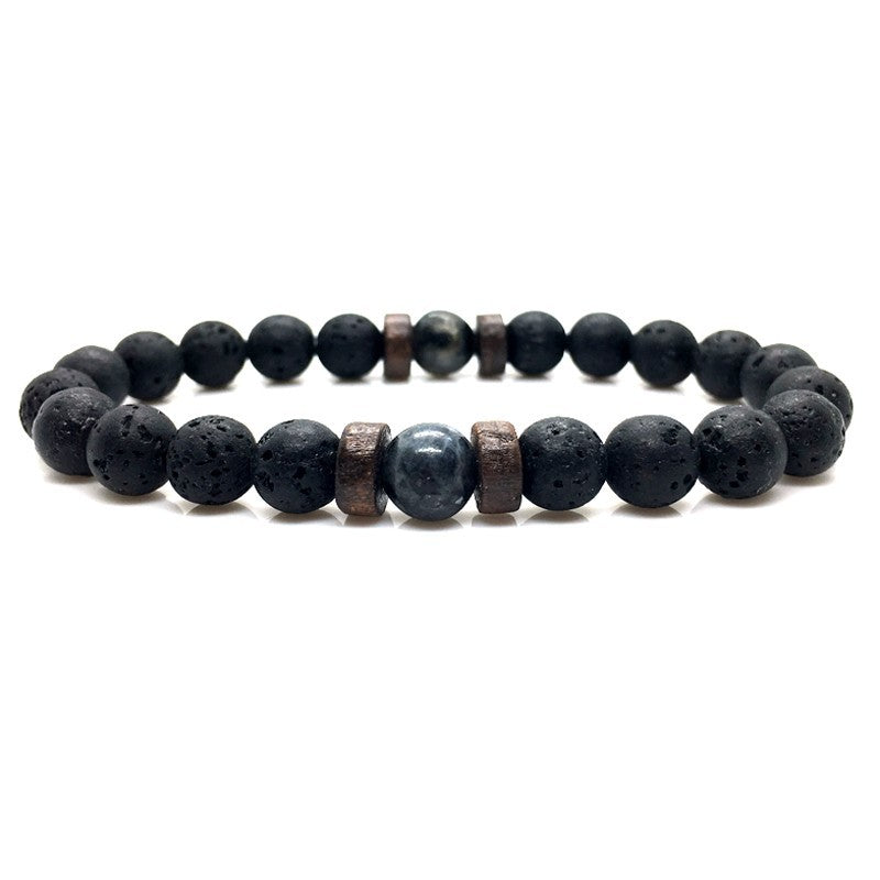 PersonalidadPulsera de piedra volcánica negra para hombre