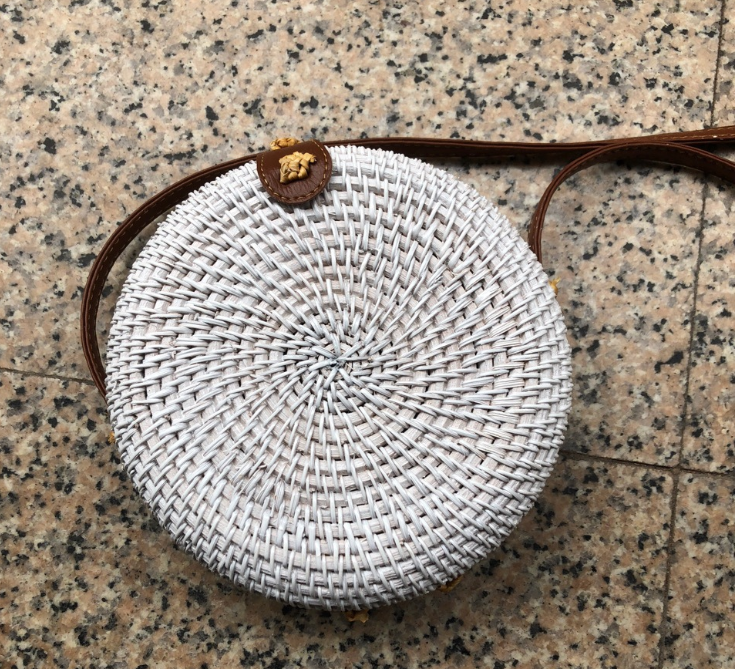 Rattan bag mini bag  retro hand-woven leather buckle bag