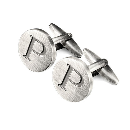 Men's antique silver letters French shirt cufflinks