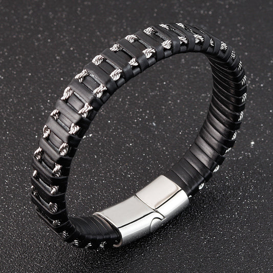 Leather bracelet hand-woven bracelet