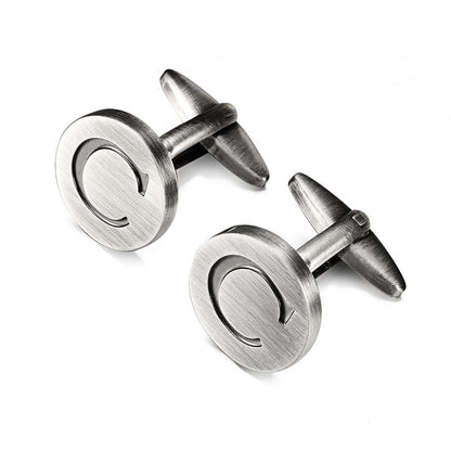 Men's antique silver letters French shirt cufflinks