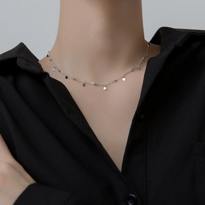 Real 925 Sterling Silver Plated Geometric Round Choker