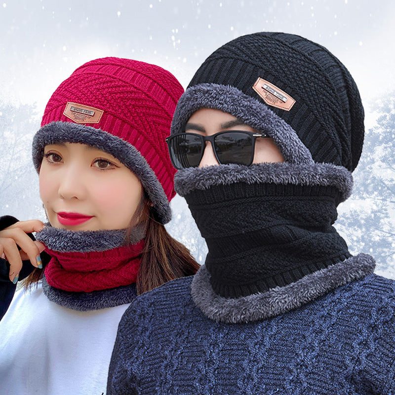 Gorro de invierno, conjunto de bufanda, gorro de punto cálido, forro polar grueso, gorro de invierno, calentador de cuello para hombres y mujeres