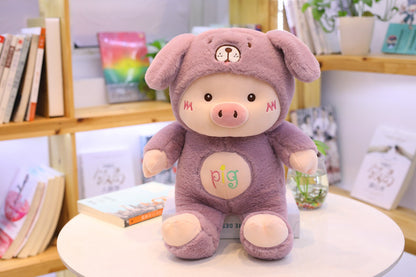 Cartoon  Doll Plush Teddy Bear Hat Pig Doll