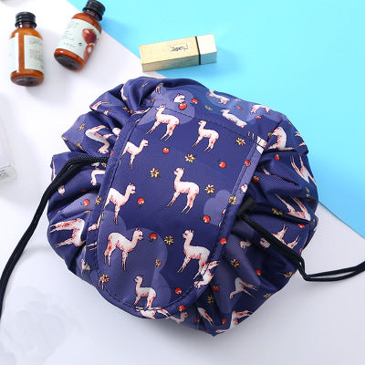 Portable waterproof drawstring cosmetic bag