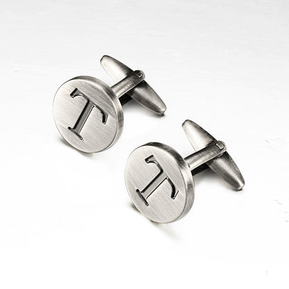 Men's antique silver letters French shirt cufflinks