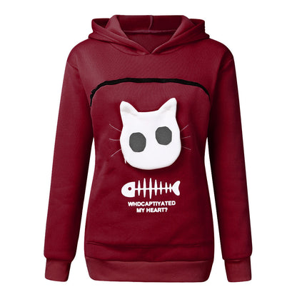 Moletom com capuz com gato cachorro design de bolso para animais de estimação suéter de manga comprida roupa de gato