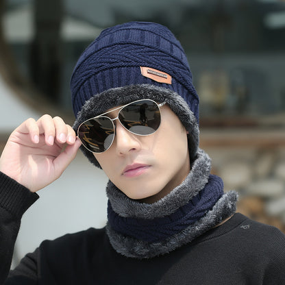 Gorro de invierno, conjunto de bufanda, gorro de punto cálido, forro polar grueso, gorro de invierno, calentador de cuello para hombres y mujeres