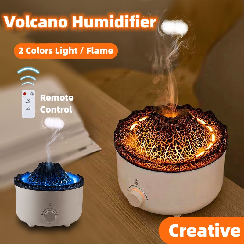 Pequeño humidificador de volcán de llama simulada humidificador de llama difusor de volcán decoraciones para el hogar