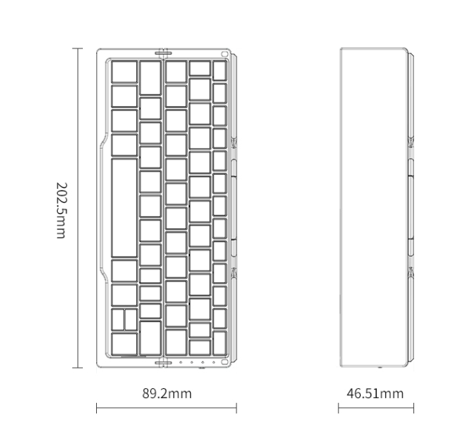 Mini teclado dobrável sem fio Bluetooth com três