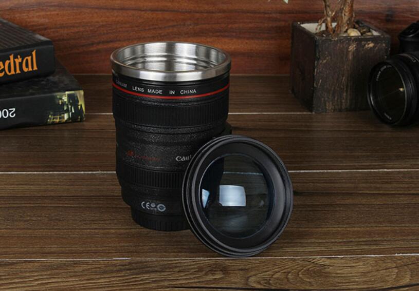 Creative Self Stirring Mug Camera Lens Mugs 300ml Battery Style Stainless Steel Milk Coffee Cups For Sporting Travel