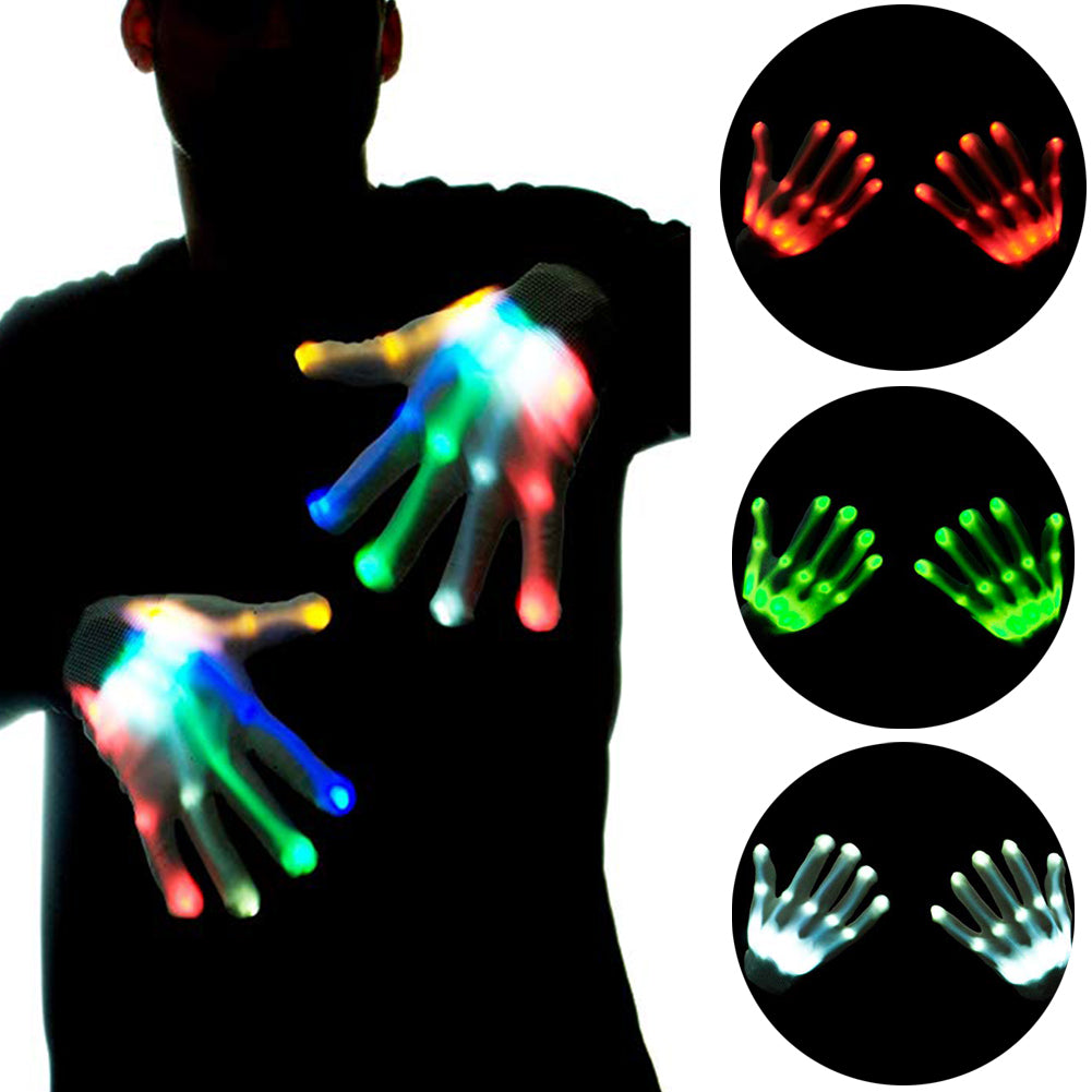 1Pair Chic LED Light Up Skeleton Hand Gloves Halloween Costume Decor