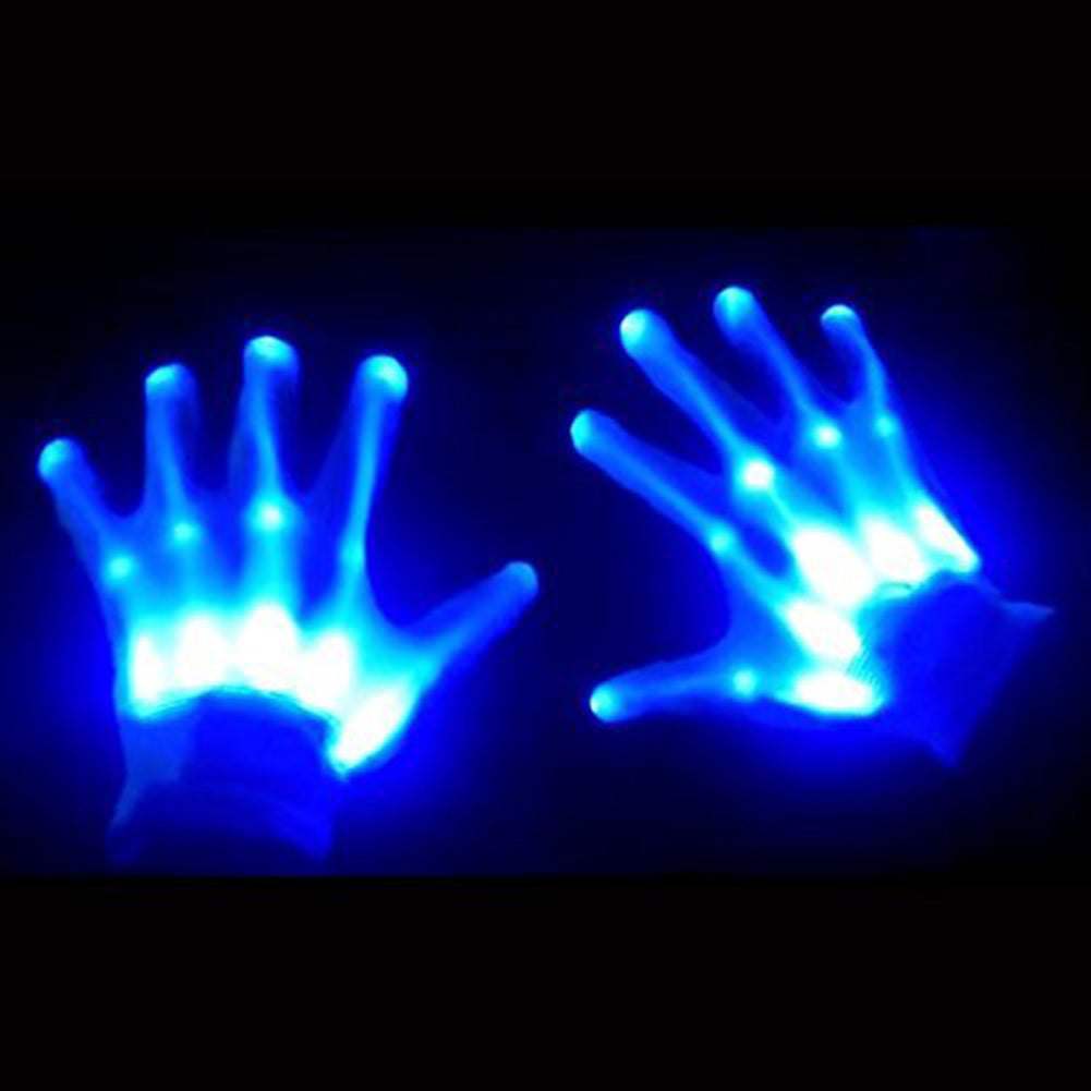 1Pair Chic LED Light Up Skeleton Hand Gloves Halloween Costume Decor