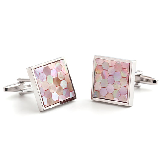 Pink Shells Men and Women French Shirt Cufflinks Cuff Nails