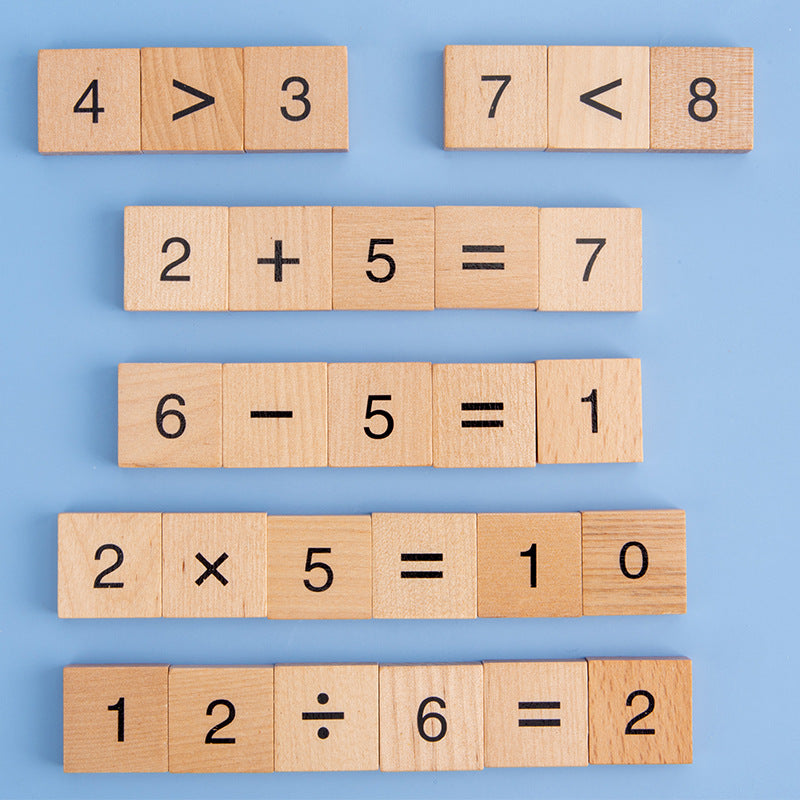 Quadro de conhecimento de matemática infantil de madeira