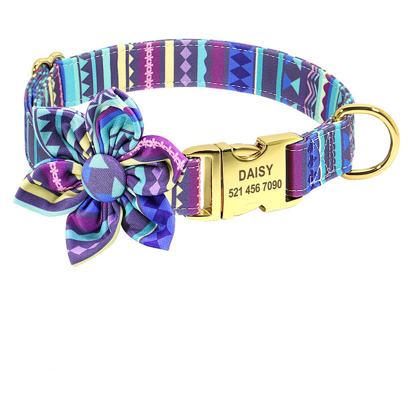 Collar de perro impreso a la moda, Collar de nailon personalizado para perro, collares personalizados para cachorros y gatos, collares con etiqueta de identificación grabada, accesorios para perros